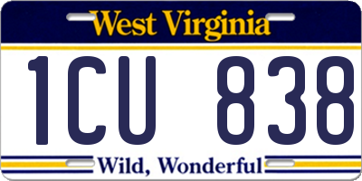 WV license plate 1CU838