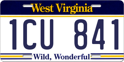 WV license plate 1CU841