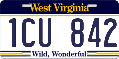 WV license plate 1CU842
