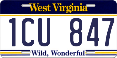 WV license plate 1CU847