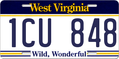WV license plate 1CU848