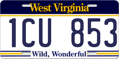 WV license plate 1CU853