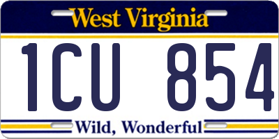WV license plate 1CU854