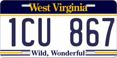 WV license plate 1CU867