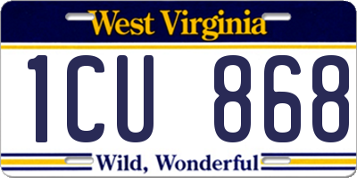 WV license plate 1CU868