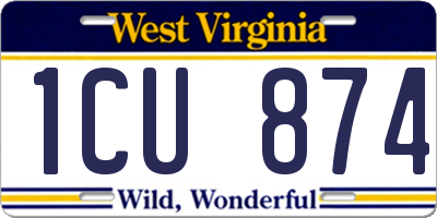 WV license plate 1CU874