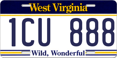 WV license plate 1CU888