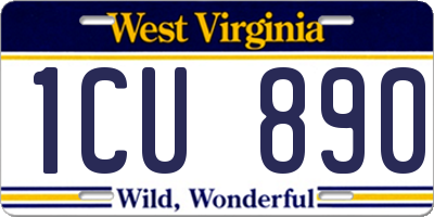 WV license plate 1CU890