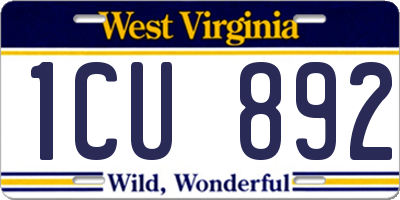WV license plate 1CU892