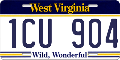 WV license plate 1CU904