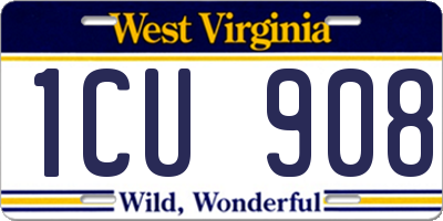 WV license plate 1CU908