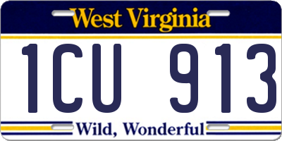 WV license plate 1CU913