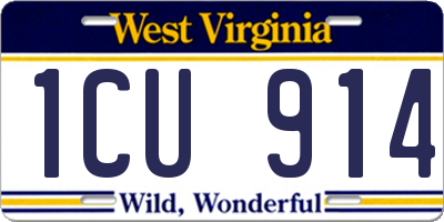 WV license plate 1CU914