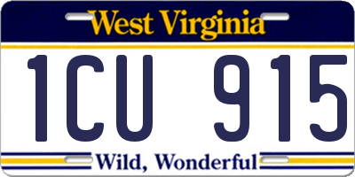 WV license plate 1CU915