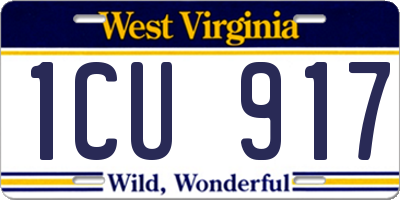 WV license plate 1CU917