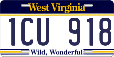 WV license plate 1CU918