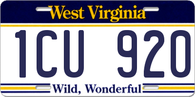 WV license plate 1CU920