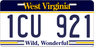 WV license plate 1CU921