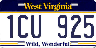 WV license plate 1CU925