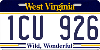 WV license plate 1CU926