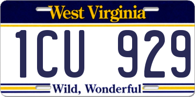 WV license plate 1CU929