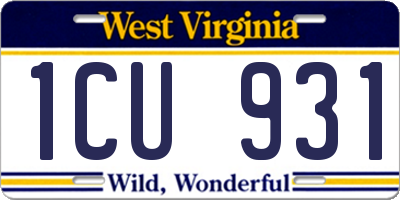 WV license plate 1CU931