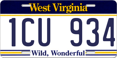WV license plate 1CU934