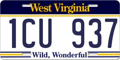 WV license plate 1CU937