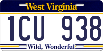 WV license plate 1CU938
