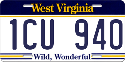 WV license plate 1CU940