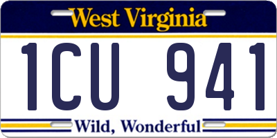 WV license plate 1CU941