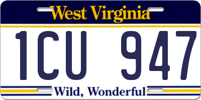 WV license plate 1CU947