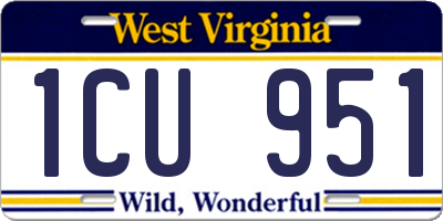 WV license plate 1CU951
