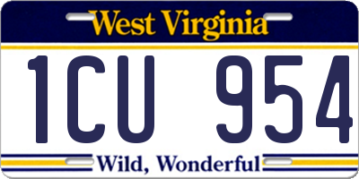 WV license plate 1CU954