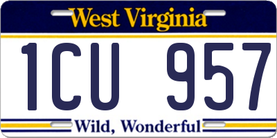 WV license plate 1CU957