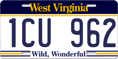 WV license plate 1CU962