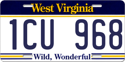 WV license plate 1CU968