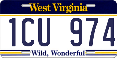 WV license plate 1CU974