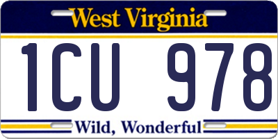 WV license plate 1CU978