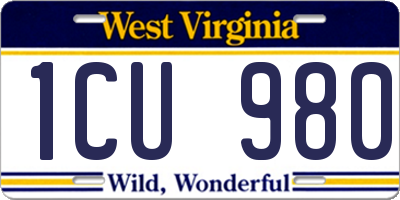 WV license plate 1CU980