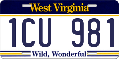 WV license plate 1CU981