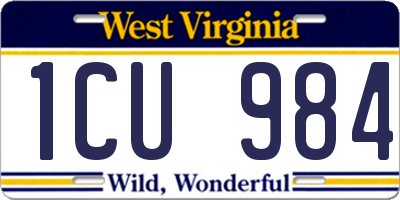 WV license plate 1CU984