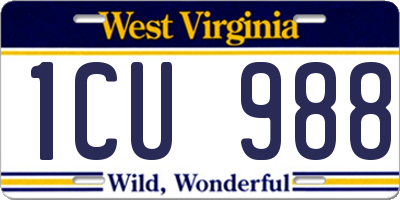 WV license plate 1CU988