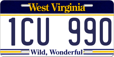 WV license plate 1CU990