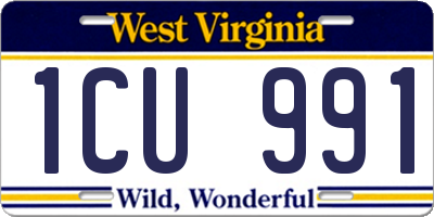 WV license plate 1CU991