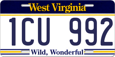 WV license plate 1CU992