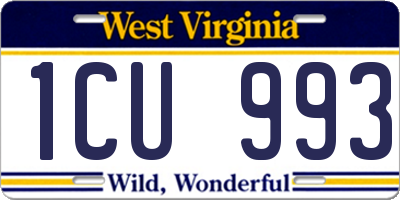WV license plate 1CU993