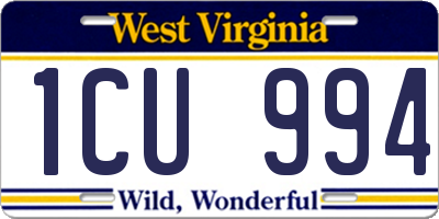 WV license plate 1CU994