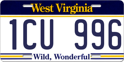 WV license plate 1CU996