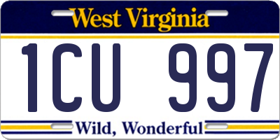 WV license plate 1CU997